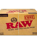 Raw Classic 1 1/4 Pre-rolled Cones 84mm - Unbleached Paper - 1000 Count - The Supply Joint 