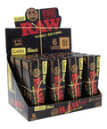 Raw Classic Black 1 1/4 Size Pre-rolled Cone 6 Pack - Unbleached Paper - 32 Packs - The Supply Joint 