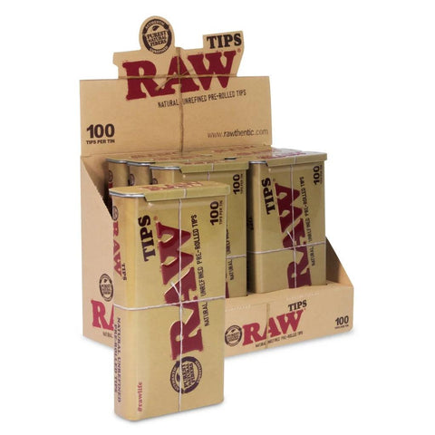 Raw Pre-rolled Tips Tin - 100 Count - 6 Pack - The Supply Joint 