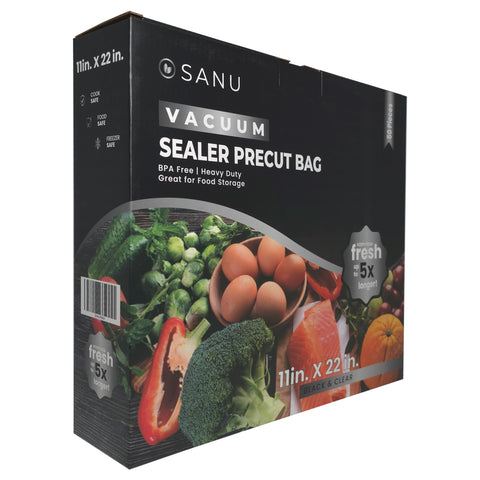 Sanu Vacuum Sealer Precut Bags 11" x 22" Black & Clear