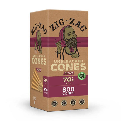 Zig Zag Mini 70's Pre-rolled Cones 70mm - Unbleached Paper - 800 Count - The Supply Joint 