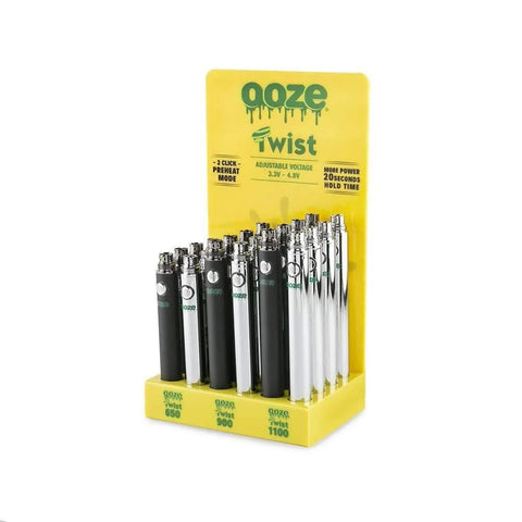Ooze Twist Vape Pen Variable Voltage 24 Count Display - The Supply Joint 